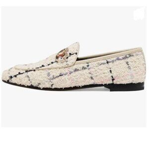 YDN Beige Office Loafers Comfort Gold Chain Low Chunky Heels Almond Toe Shoes